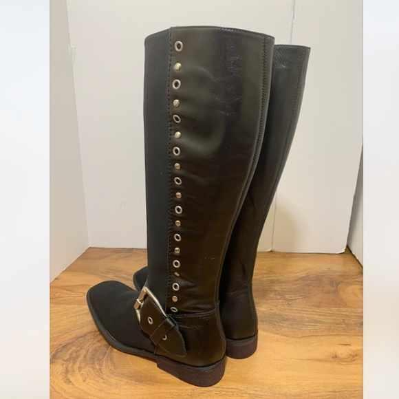 Donald J Pliner Black Elastic Knee High Boots - Picture 2 of 8